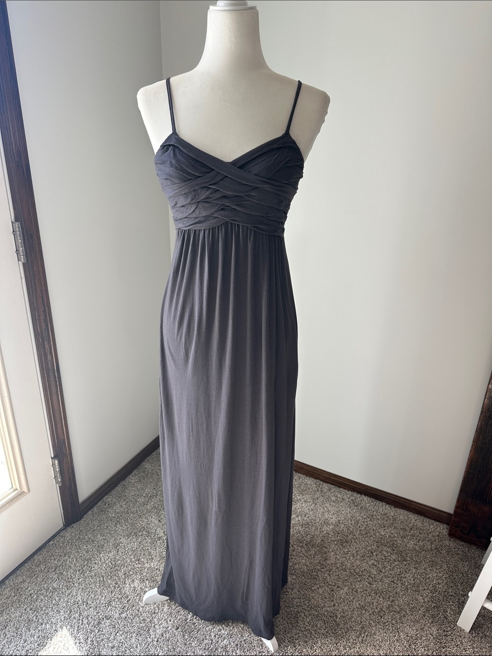 New York & Company Charcoal Spaghetti-Strap Maxi Dress